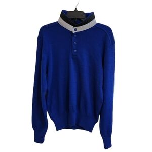 Obermeyer Vintage blue men's Andy Puffer Collar sweater 1/4 Snap Zip Ski Snow